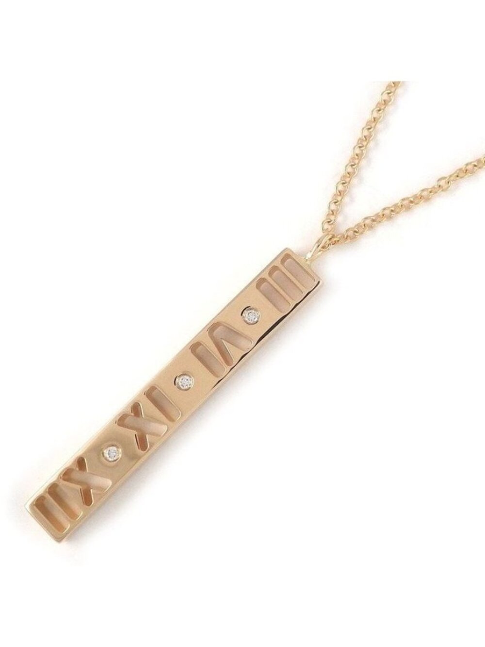 Tiffany & Co Necklace Atlas Bar Diamond 18k Pink Gold